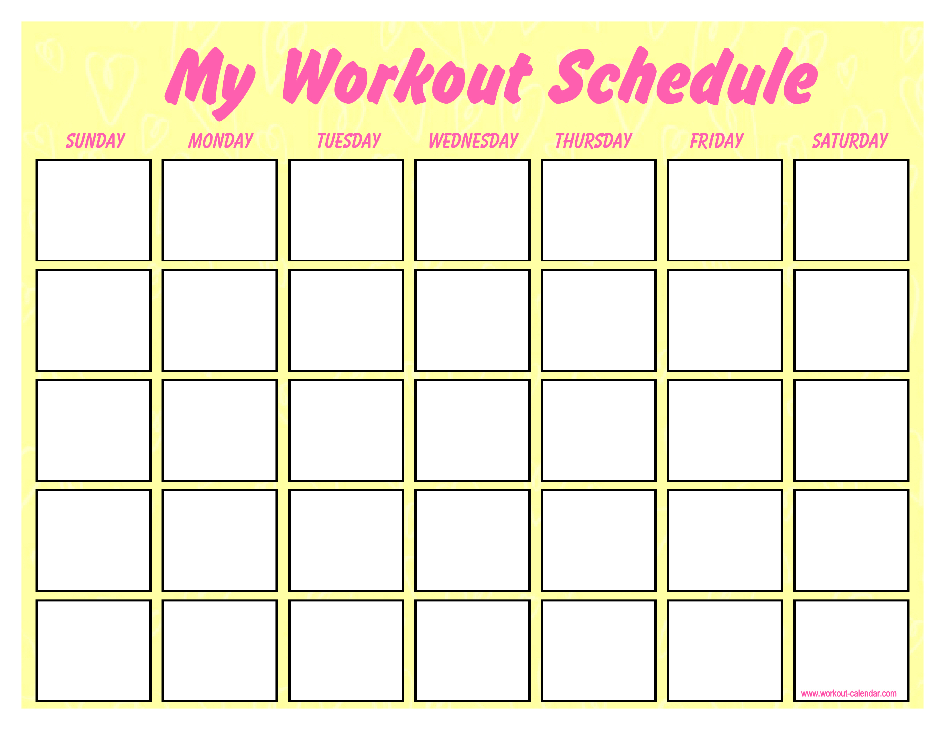 Printable Blank Workout Schedule | Templates At With Blank Workout Schedule Template