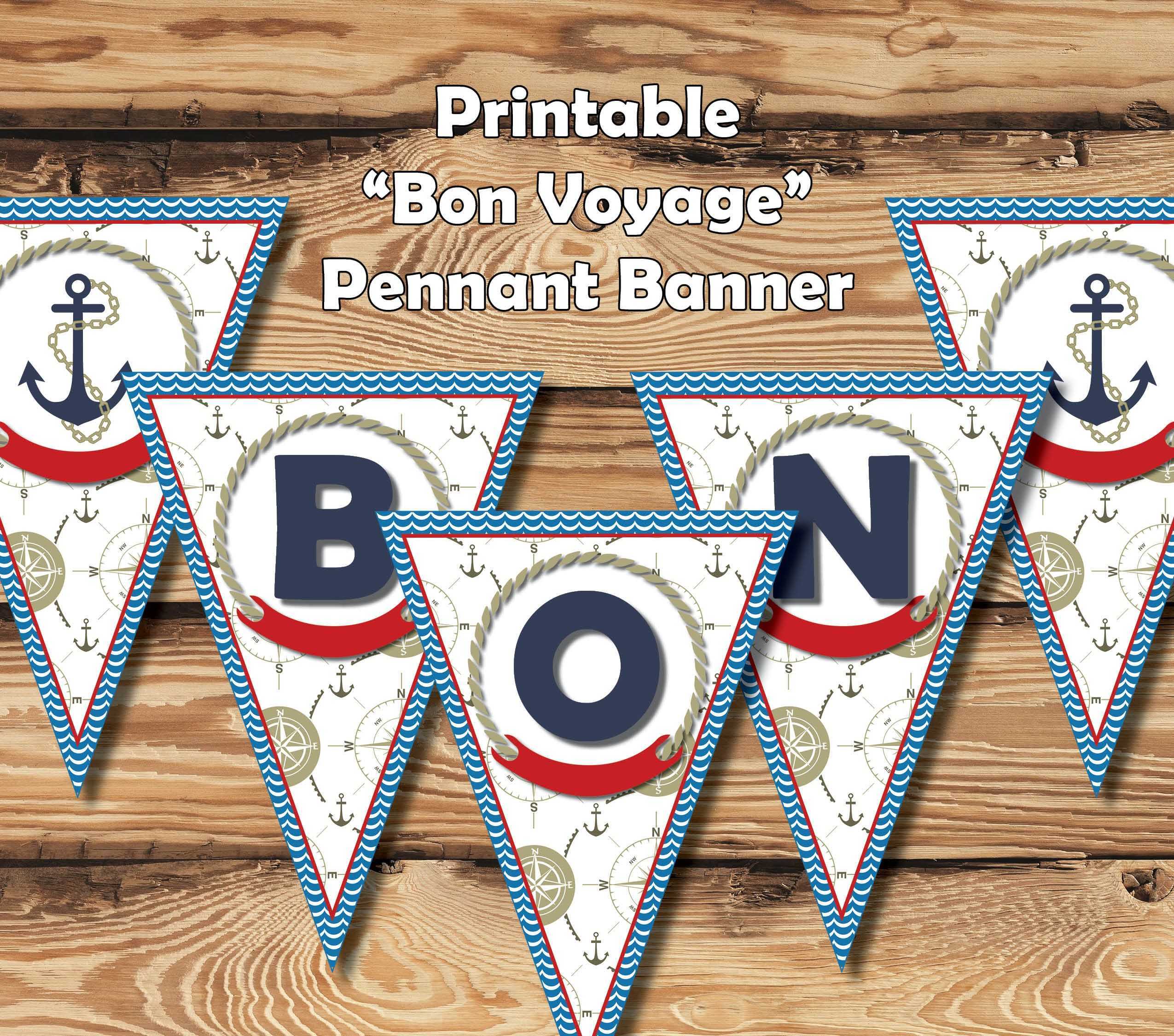 Printable "bon Voyage" Banner | Barnes Designs | Nautical Pertaining To Nautical Banner Template
