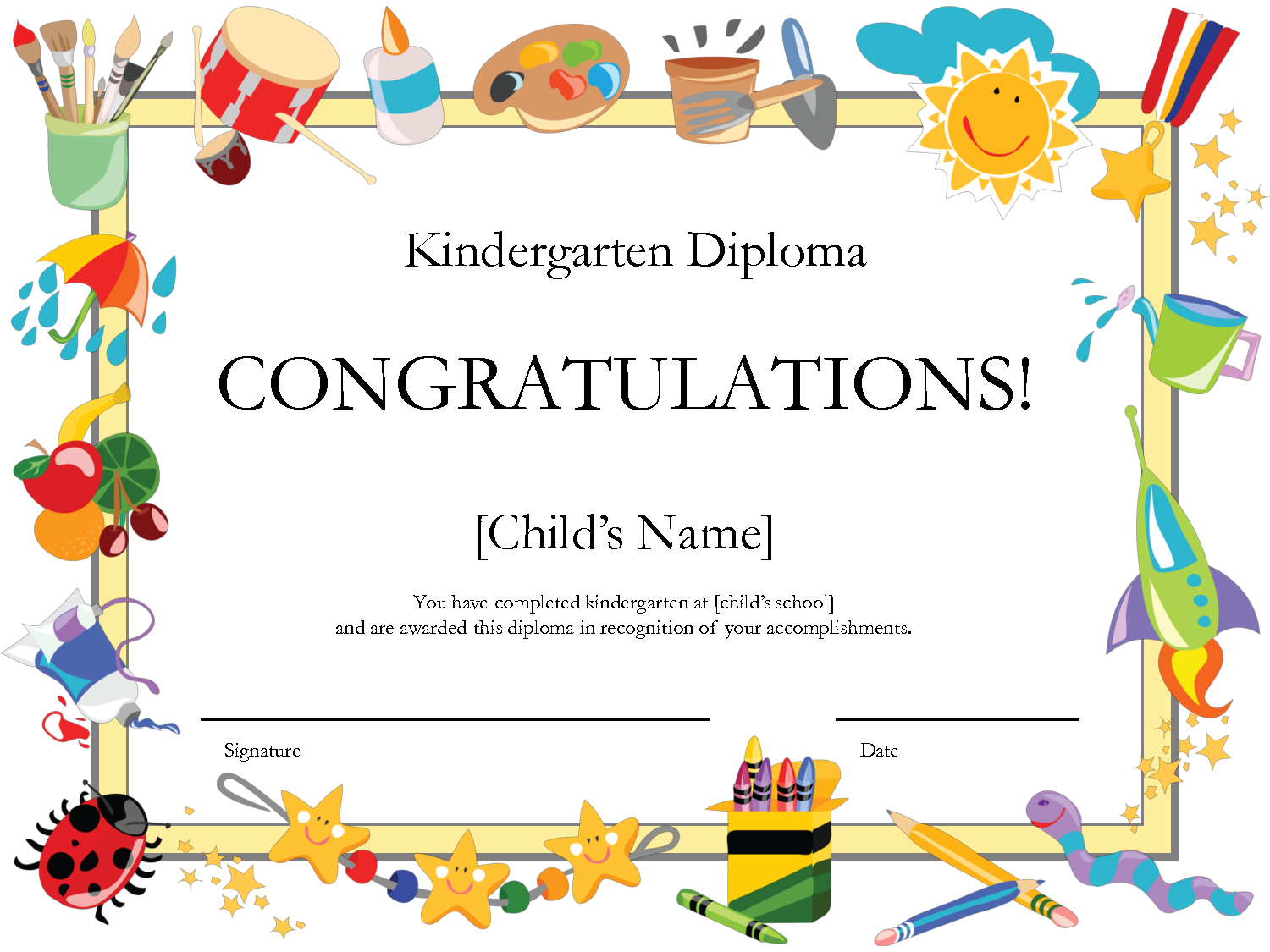 Printable Certificates | Printable Certificates Diplomas Within Preschool Graduation Certificate Template Free