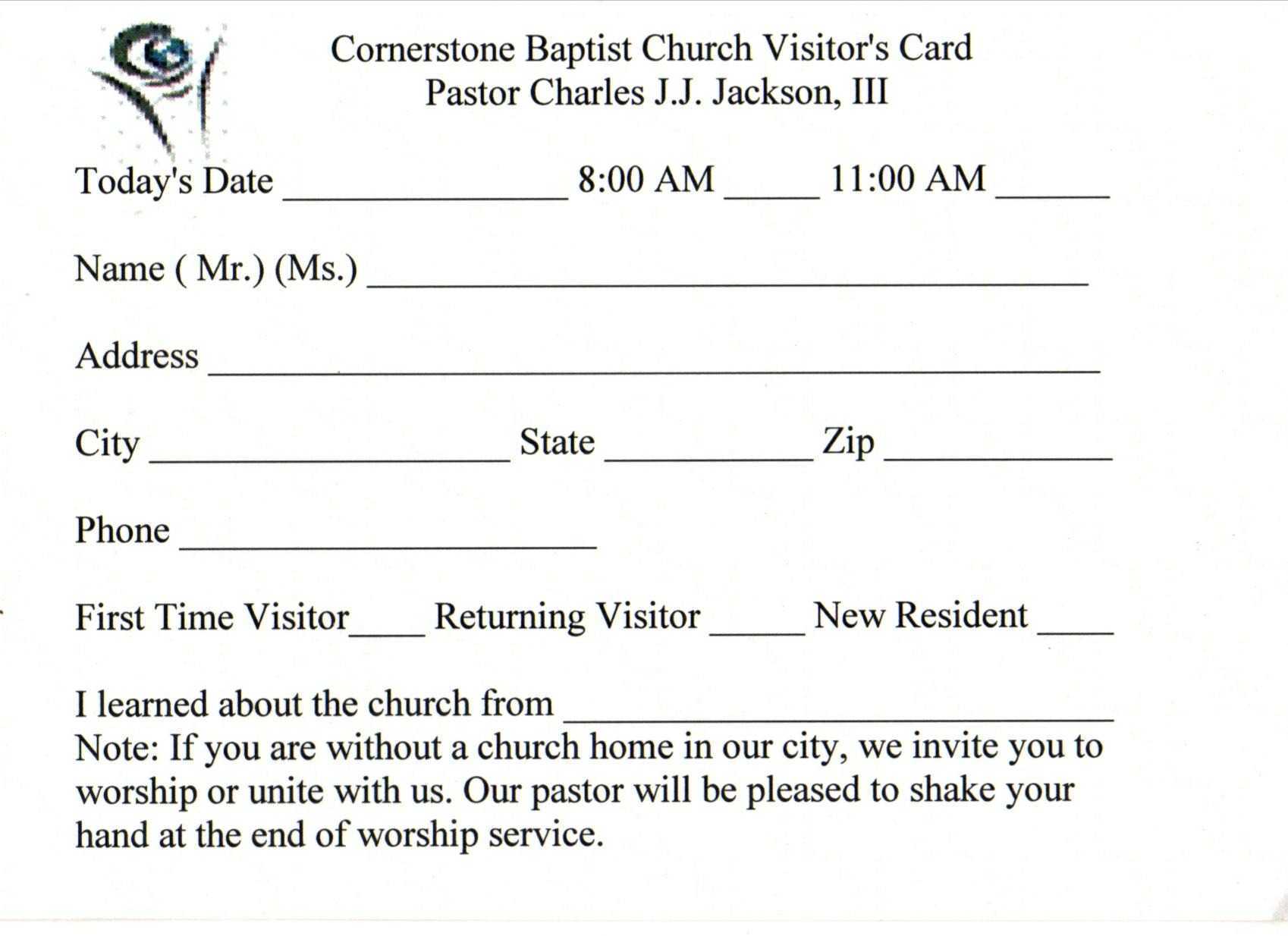 Printable Church Membership Cards Related Keywords Visitor Within Church Visitor Card Template Word