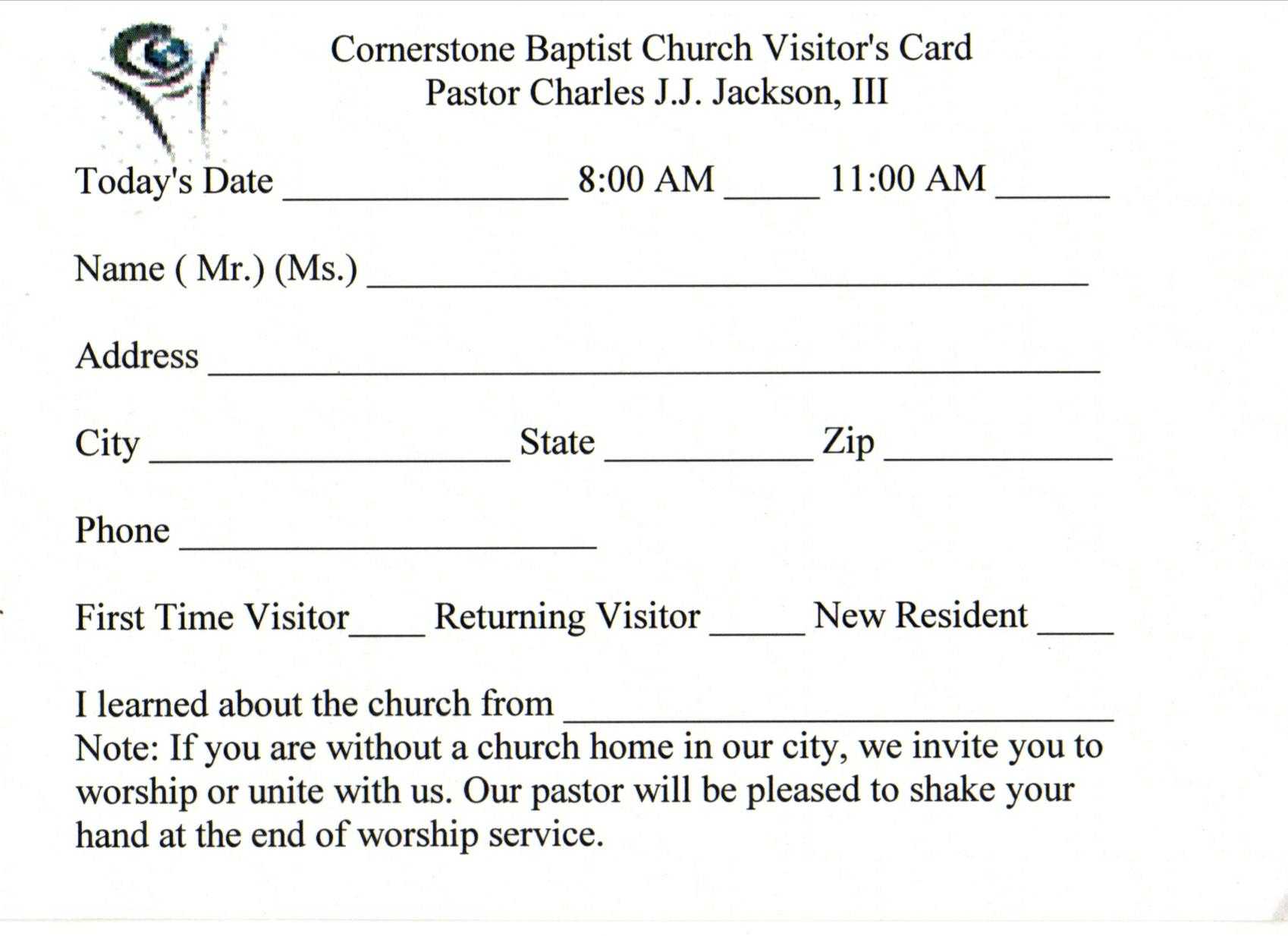 Printable Church Membership Cards Related Keywords Visitor Within Church Visitor Card Template