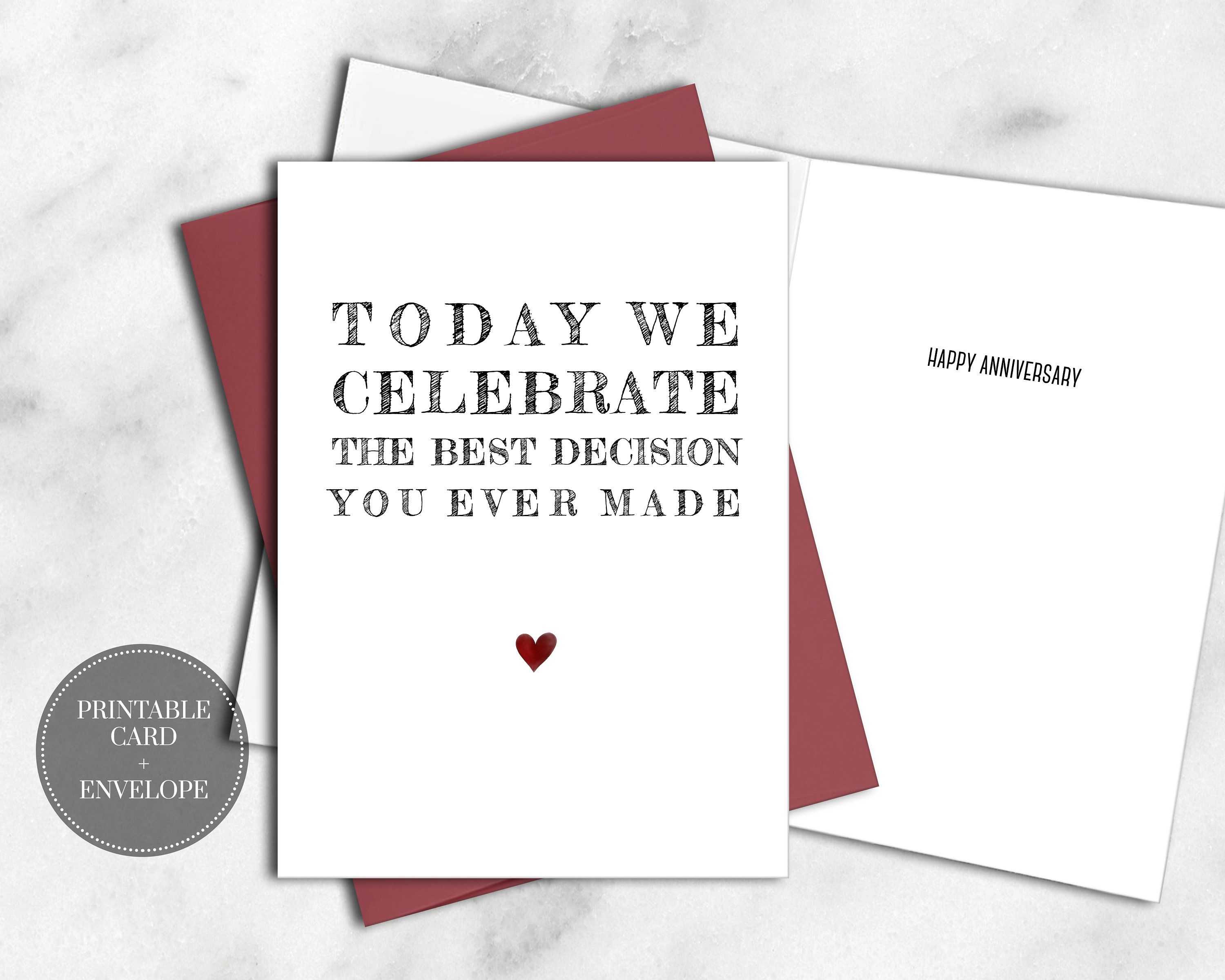 Printable Funny Anniversary Card For Him Instant Download In Decision Card Template