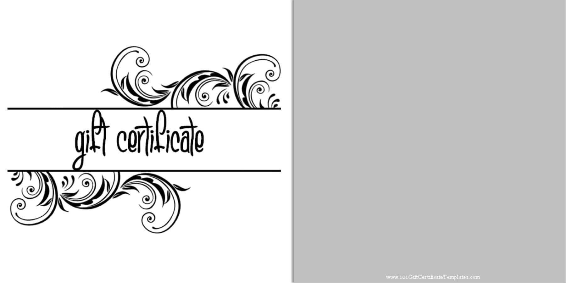 Printable Gift Certificate Templates Intended For Black And White Gift Certificate Template Free
