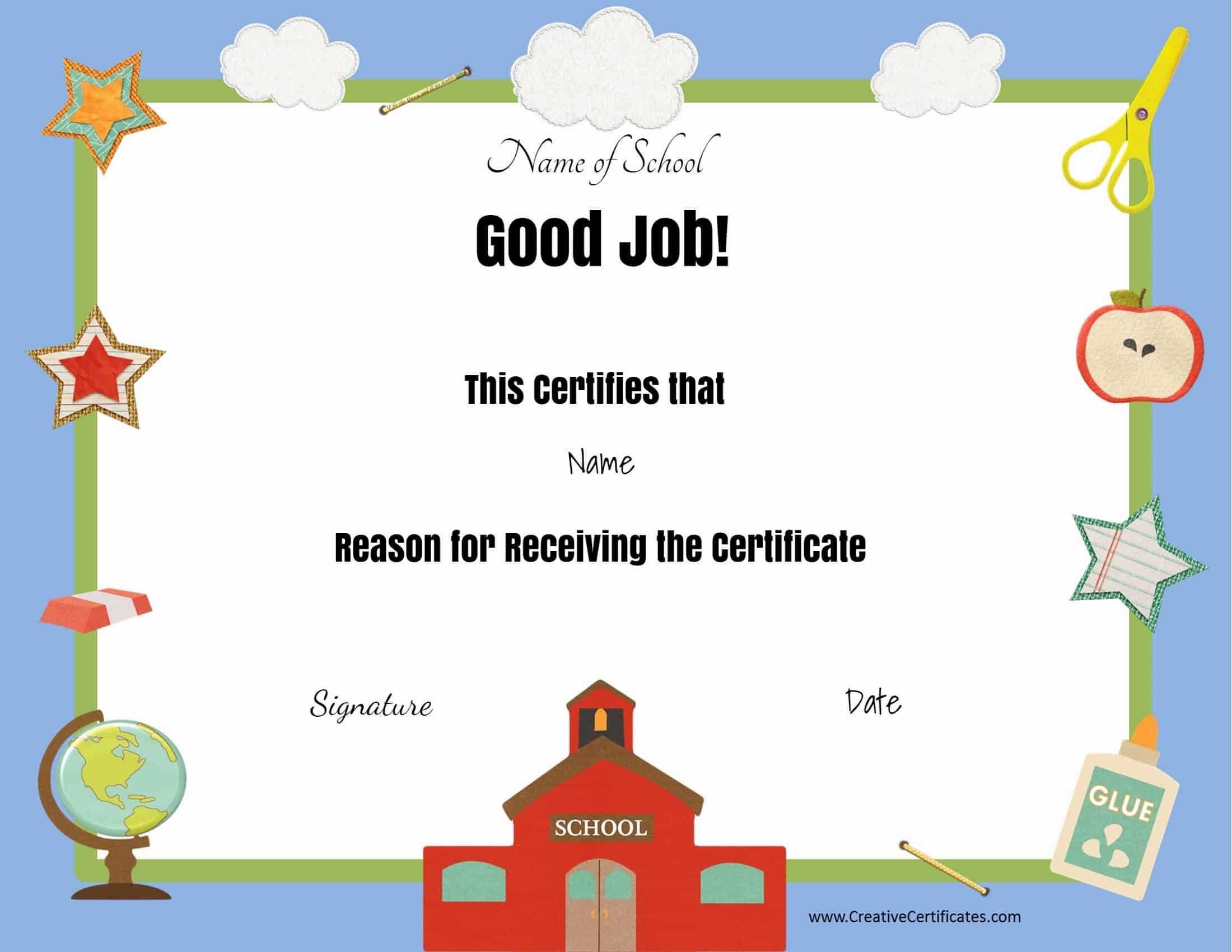 Printable Good Job Certificate Templates – Www.biomestry2.tk For Good Job Certificate Template