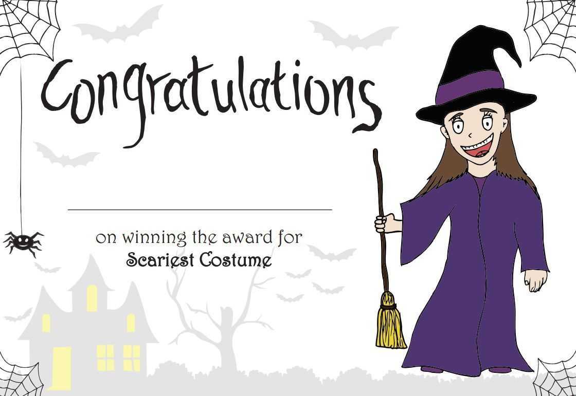 Printable Halloween 'scariest Costume' Certificate For Within Halloween Costume Certificate Template