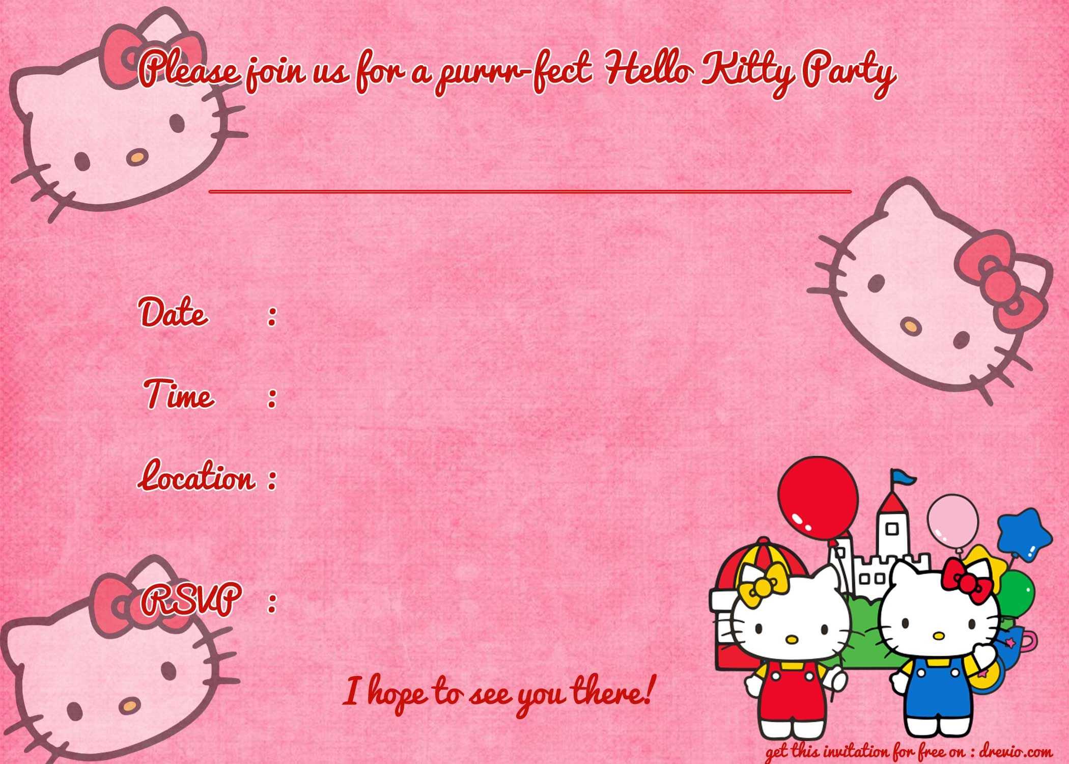 Printable Hello Kitty Birthday Invitation Template | Party Pertaining To Hello Kitty Birthday Card Template Free