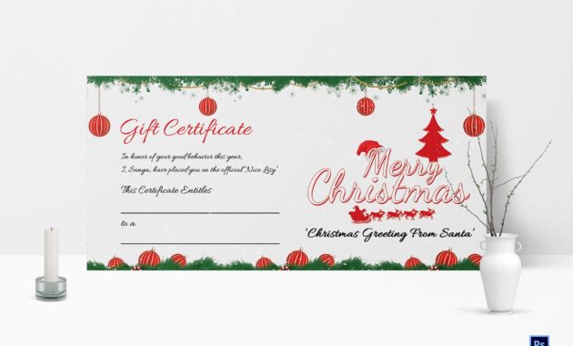 Printable Merry Christmas Gift Certificate with regard to Merry Christmas Gift Certificate Templates