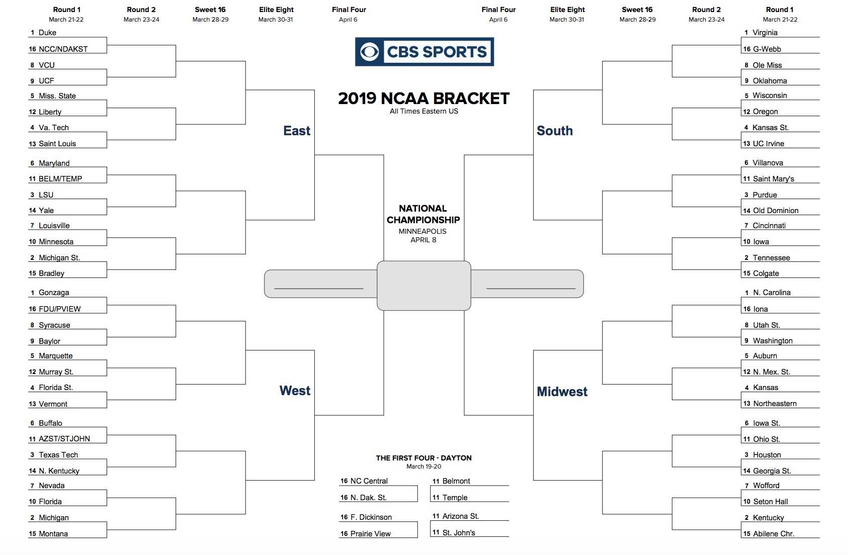 printable-ncaa-tournament-bracket-for-march-madness-2019-inside-blank-march-madness-bracket