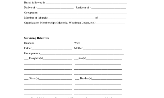 Printable Obituary Template | Fill In The Blank Obituary inside Fill In The Blank Obituary Template