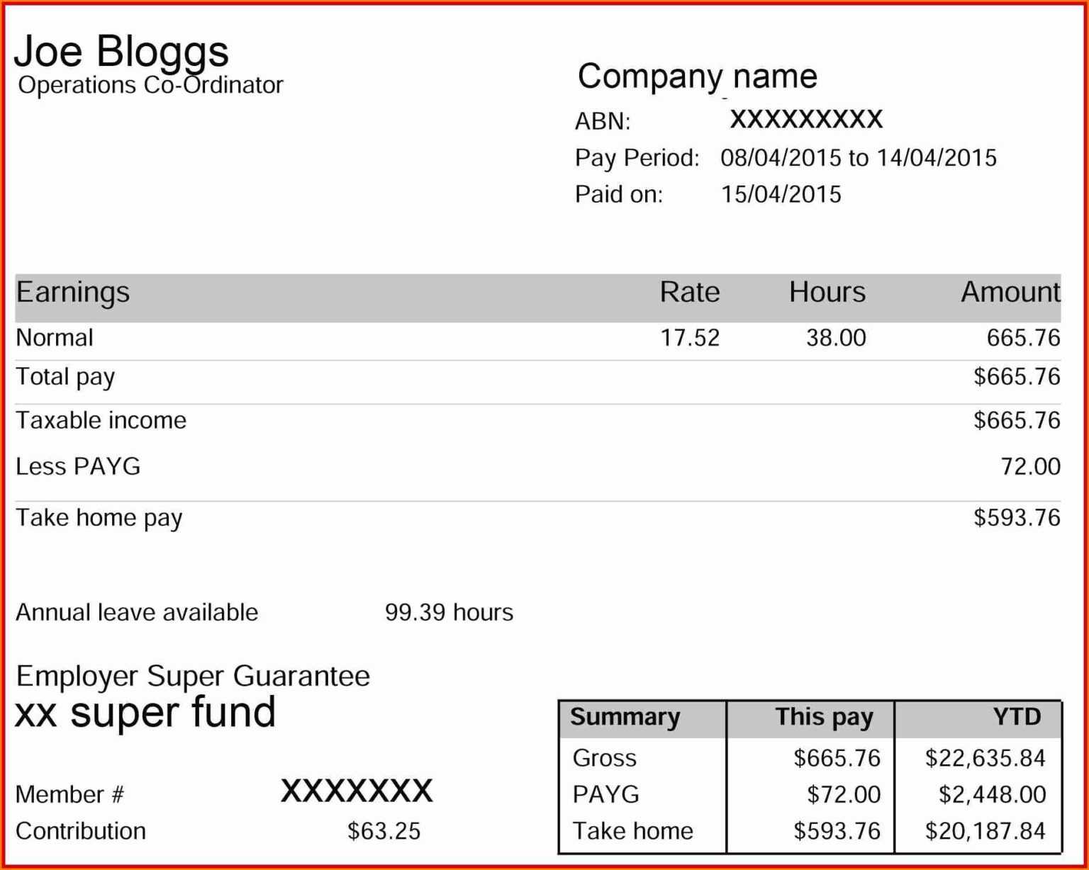 Printable Payroll Template With Form Sample : Venocor in Blank Payslip