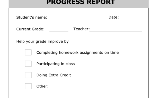 Printable Progress Report Template | Good Ideas | Progress inside Student Grade Report Template