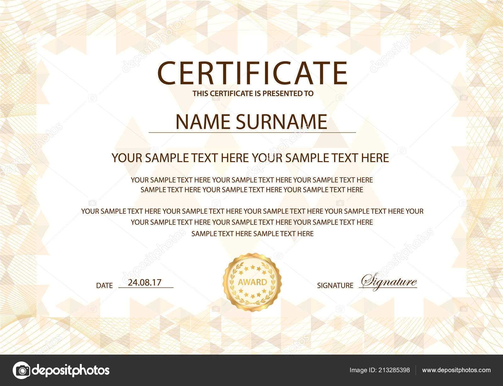 Printable Ribbon For Recognition | Certificate Template Gold For Award Of Excellence Certificate Template