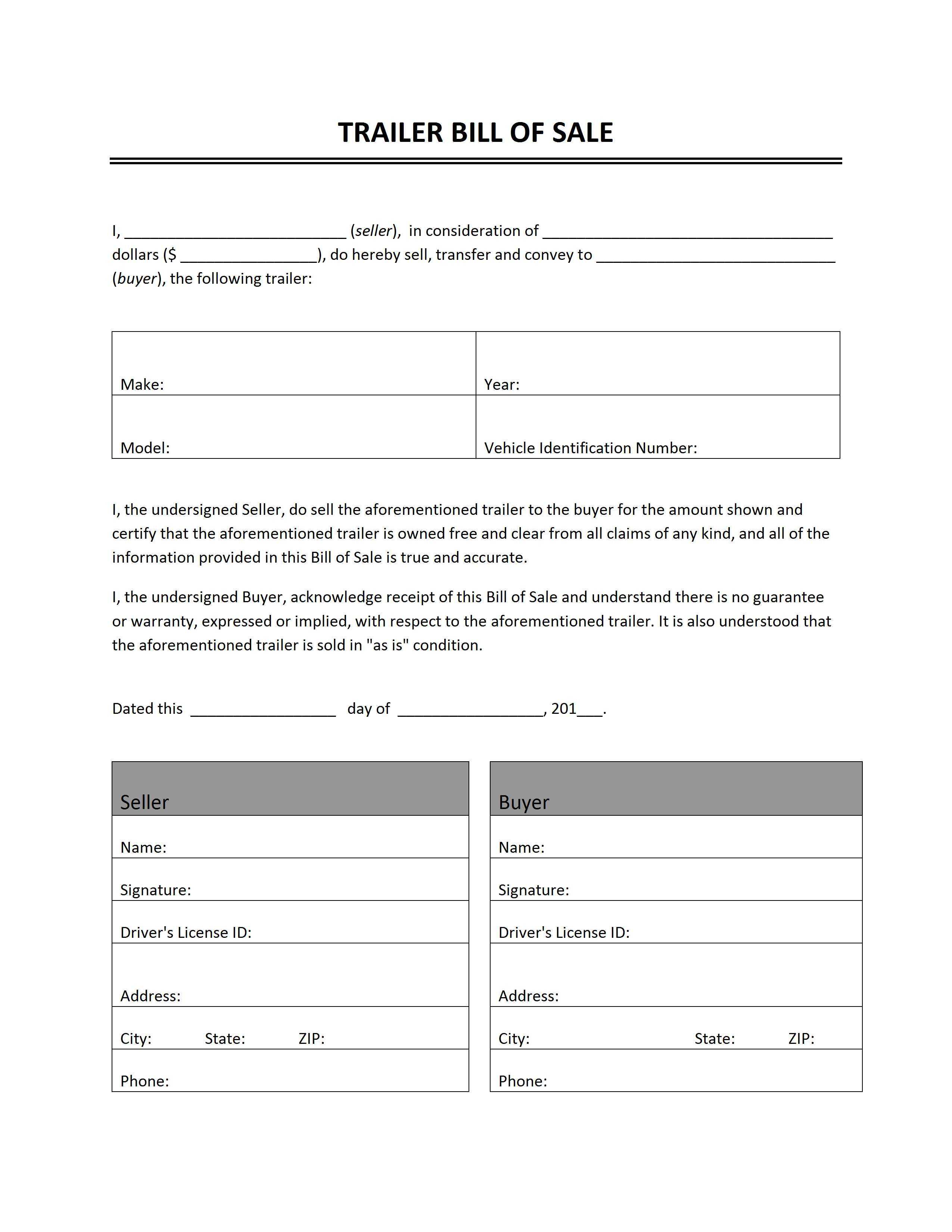 Printable Sample Bill Of Sale For Rv Form | Forms And Intended For Car Bill Of Sale Word Template
