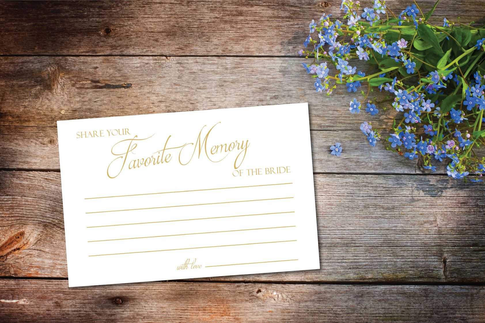 Printable Share Your Favorite Memory Of The Bride/instant With In Memory Cards Templates