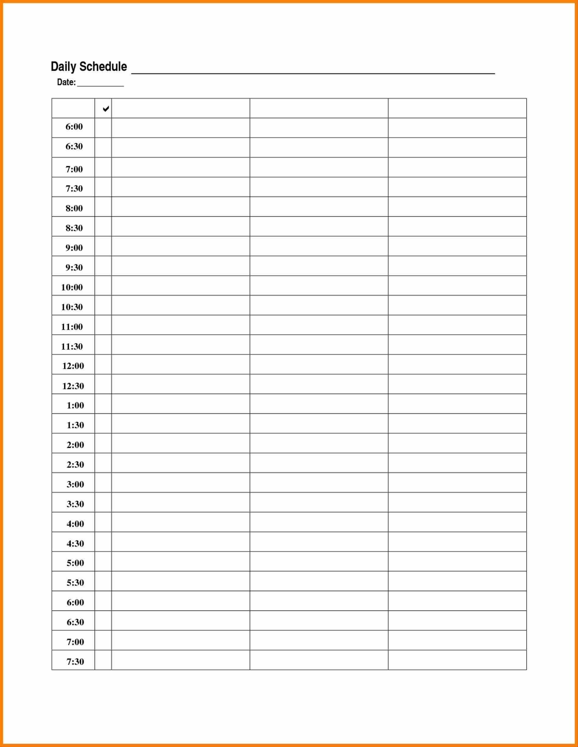 Printable Spreadsheets Blank Daily Calendar Template Excel In Printable Blank Daily Schedule Template