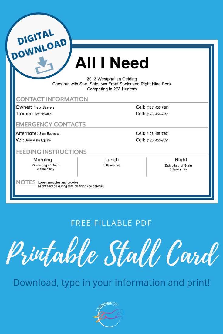 Printable Stall Card – The Printable Pony Inside Horse Stall Card Template