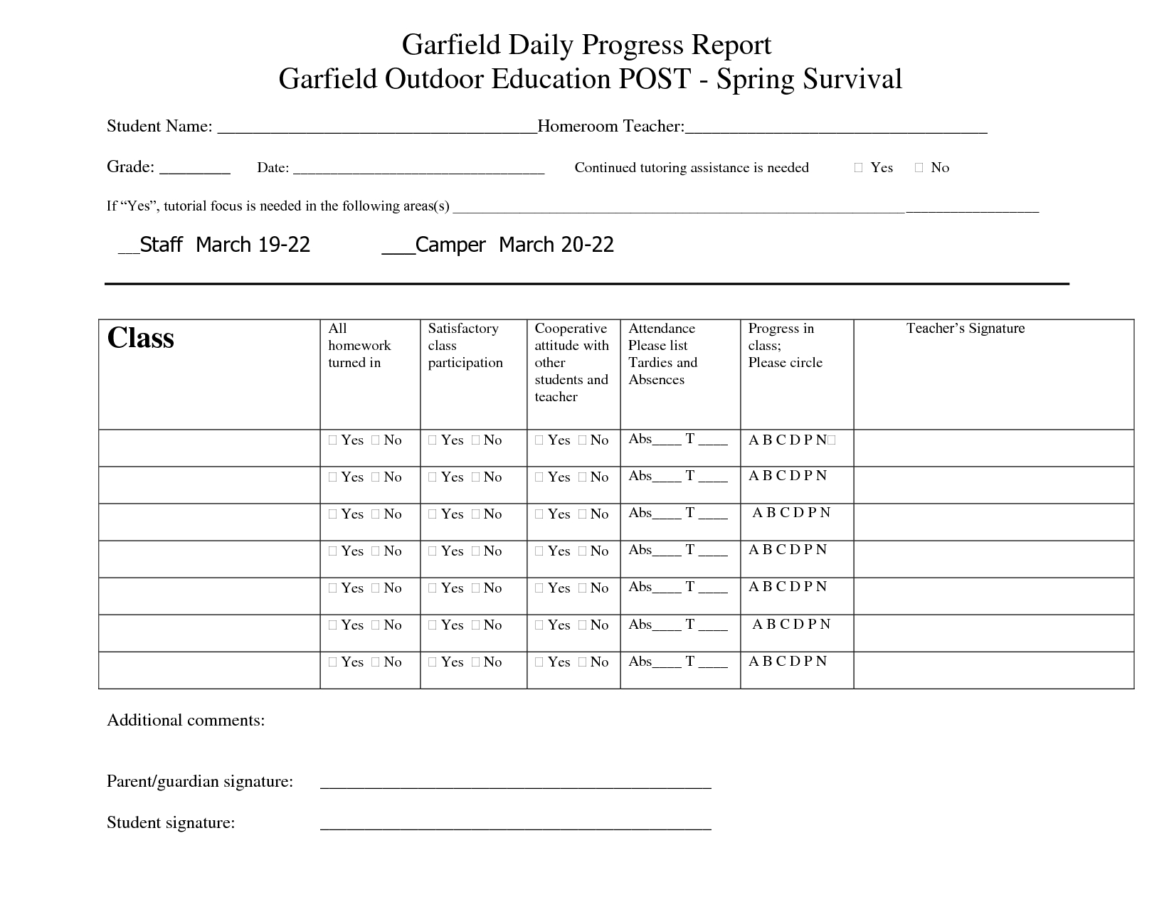 Printable Student Progress Report Template | Progress In Blank Report Card Template