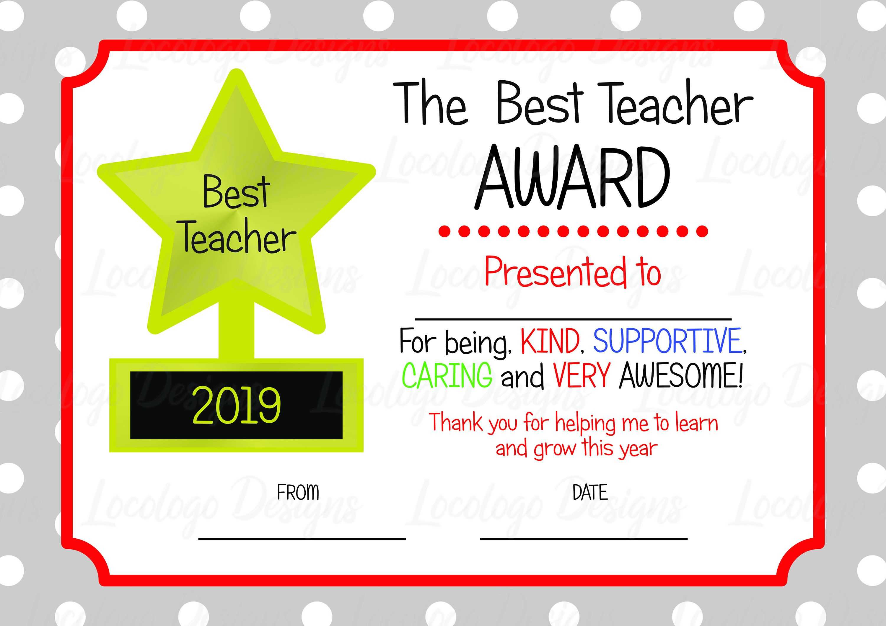 Printable Teacher Appreciation Certificate, Teacher Thankyou Inside Best Teacher Certificate Templates Free