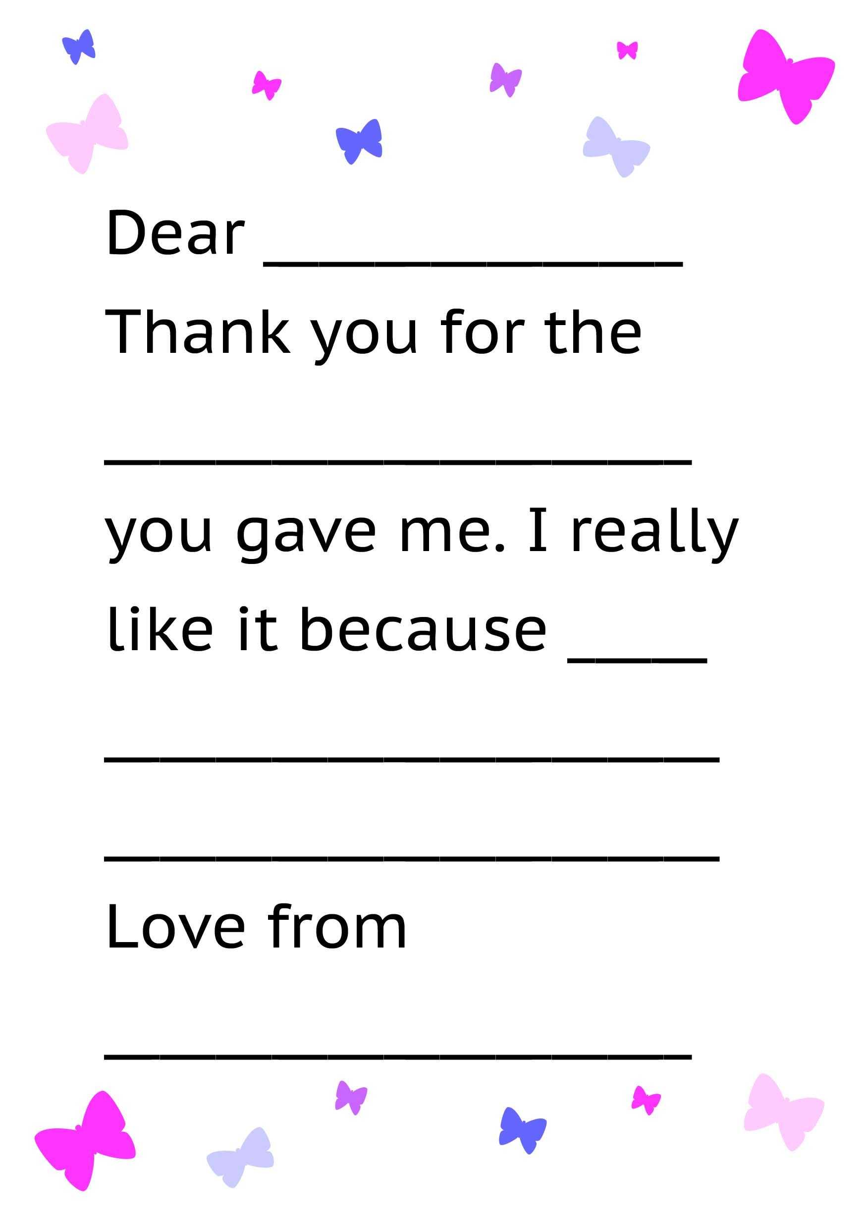 Printable Thank You Card Template For Kids | Kids Thank Yous Within Thank You Note Card Template