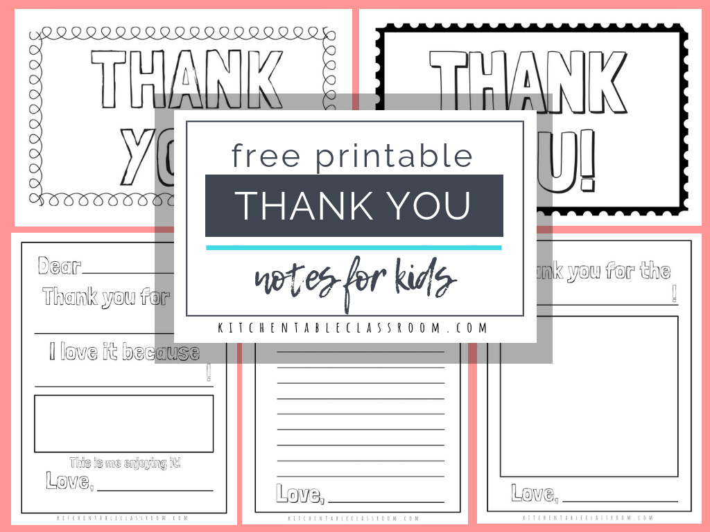Printable Thank You Cards For Kids – The Kitchen Table Classroom Intended For Thank You Note Cards Template