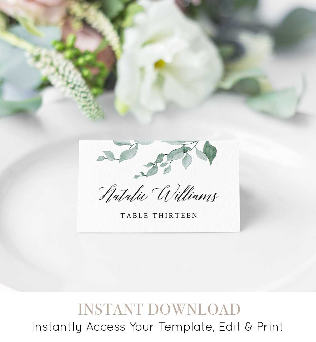 Printable Wedding Place Card, Escort Card Template, Name Regarding Printable Escort Cards Template