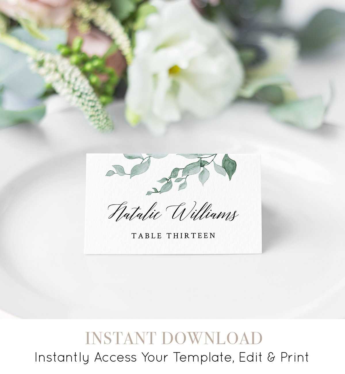 Printable Wedding Place Card, Escort Card Template, Name Regarding Printable Escort Cards Template