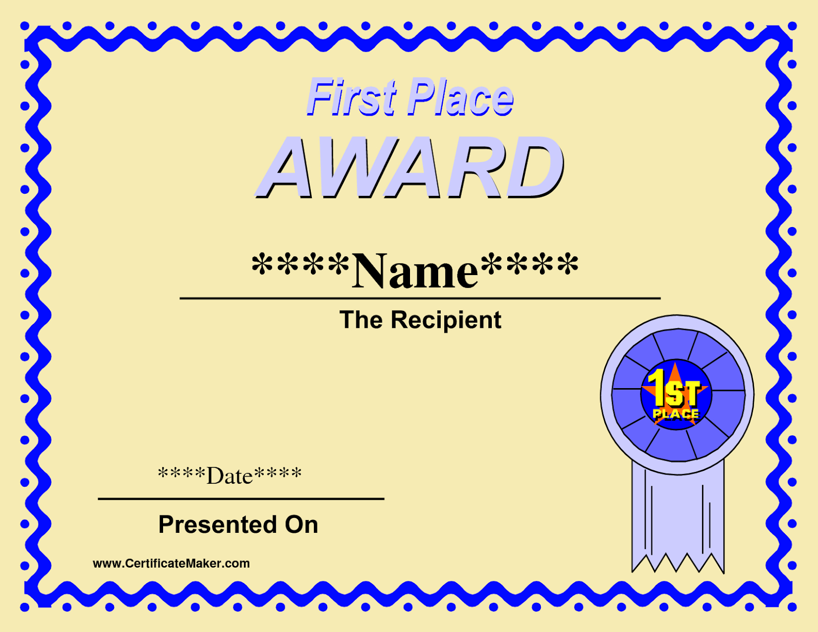 Printable Winner Certificate Templates | Certificate In First Place Certificate Template