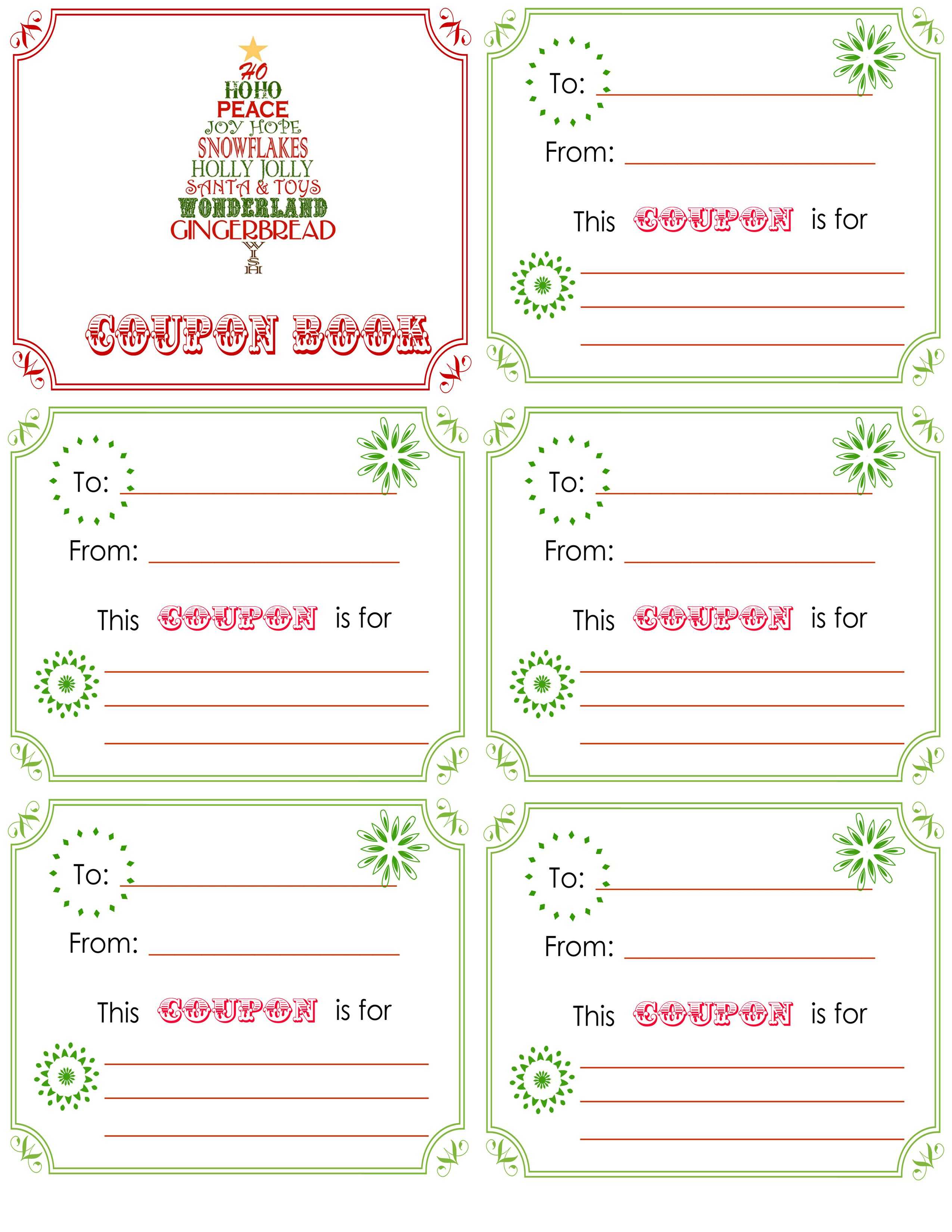 Printable+Christmas+Coupon+Book+Template | Christmas Within Homemade Christmas Gift Certificates Templates