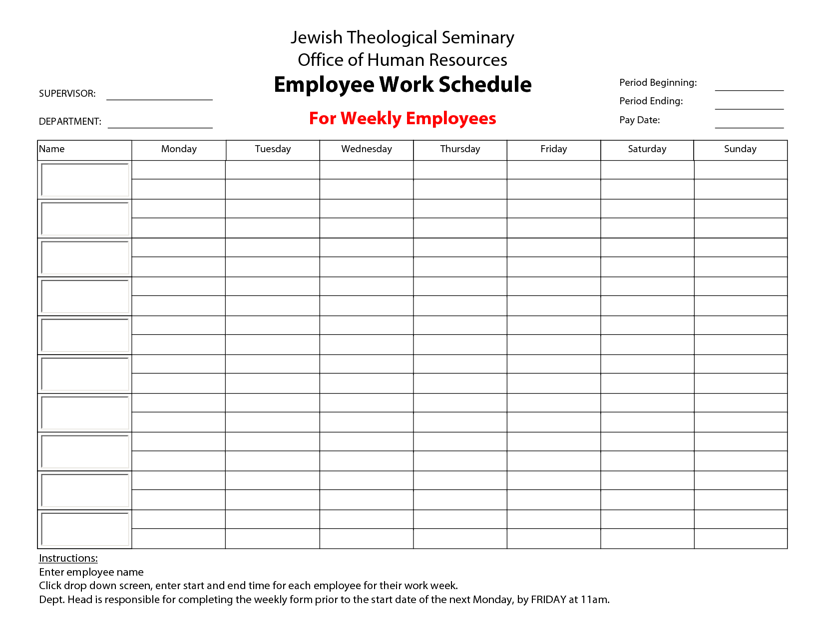 Printable+Employee+Work+Schedule+Template | Bored At Work Within Blank Monthly Work Schedule Template