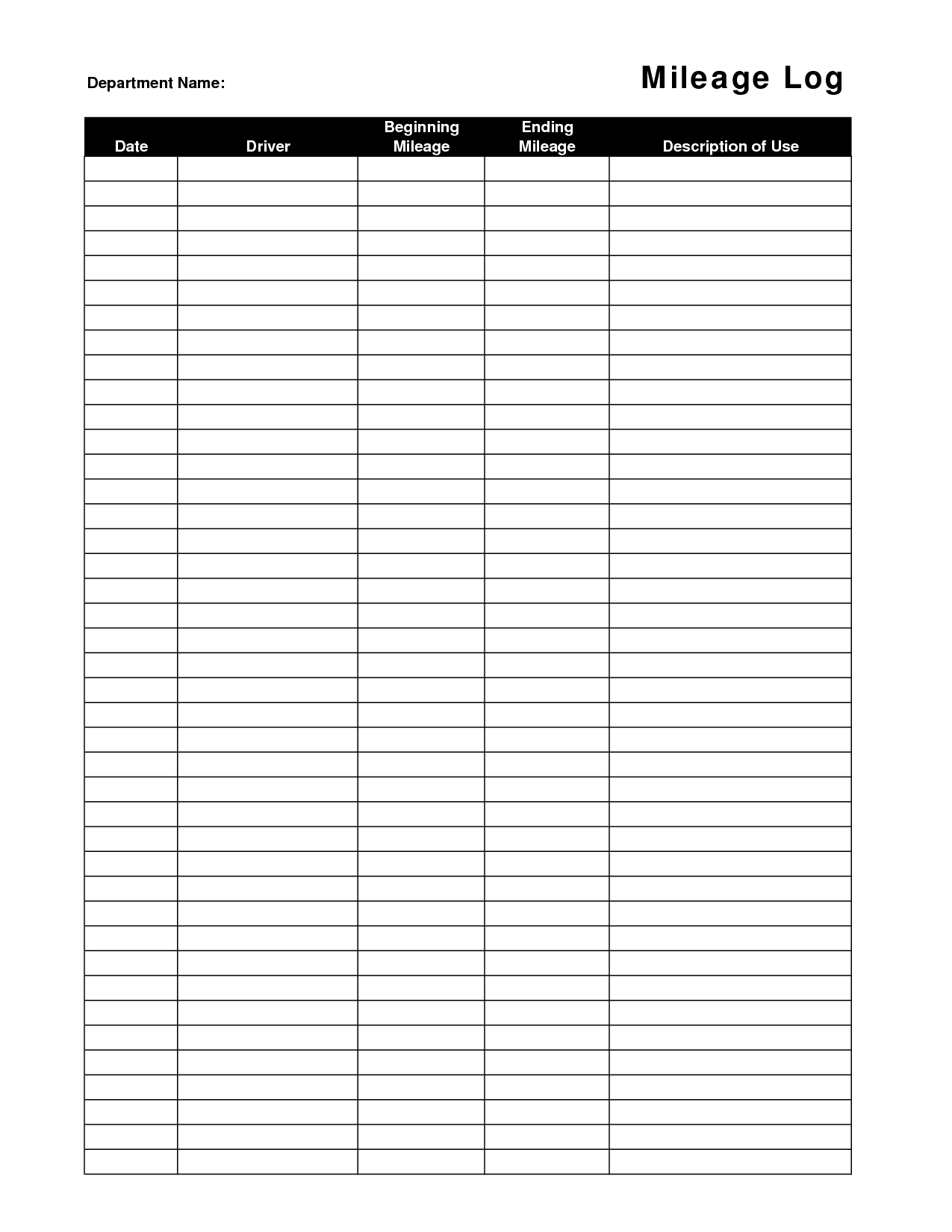Printable+Mileage+Log+Template | Different Stuff | Templates In Mileage Report Template