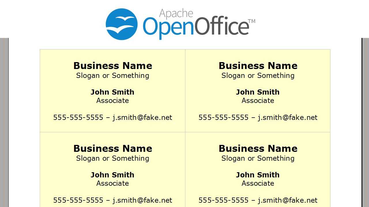 Openoffice Business Card Template - Professional Template