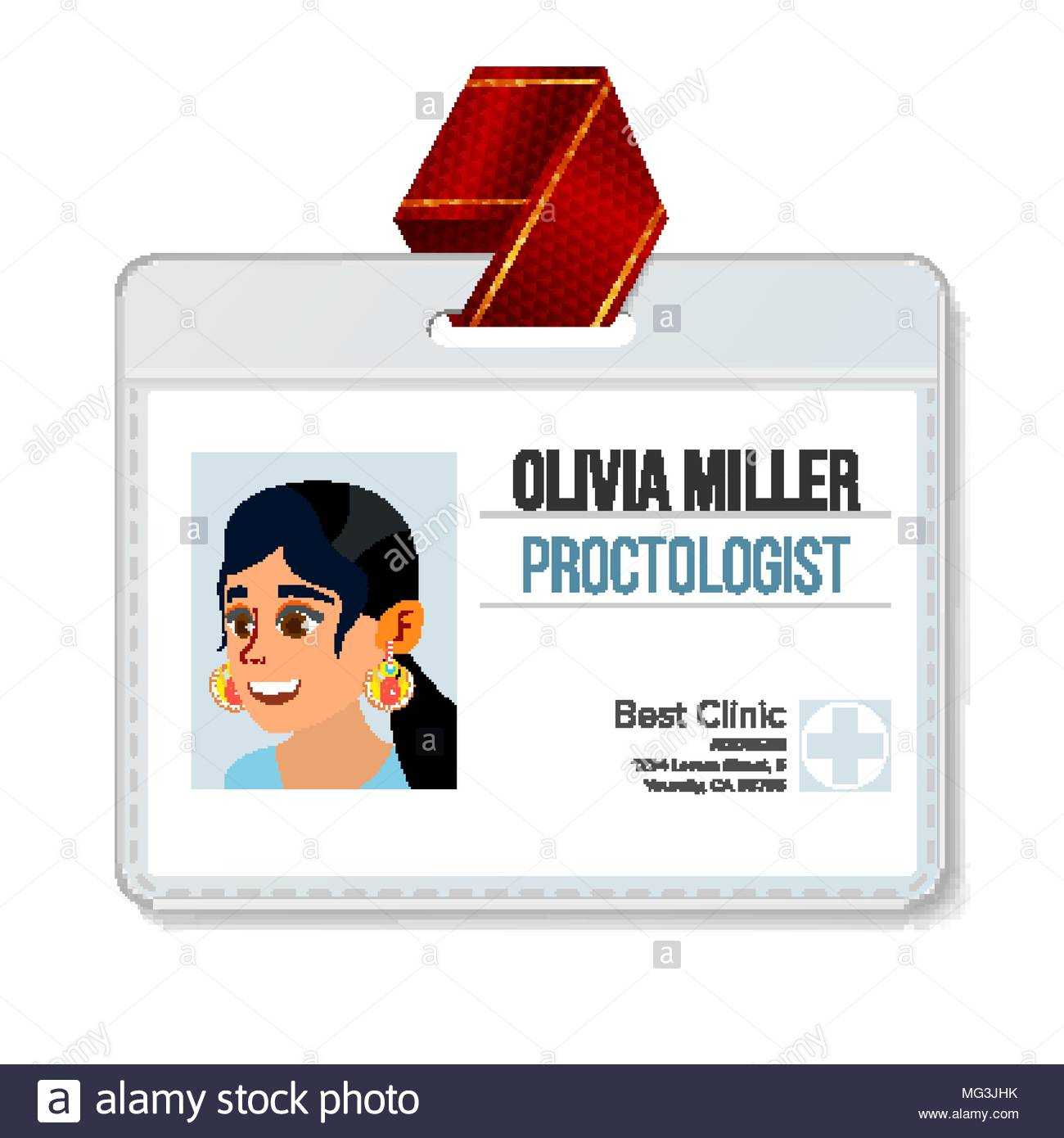 Proctologist Identification Badge Vector. Woman. Id Card Regarding Hospital Id Card Template