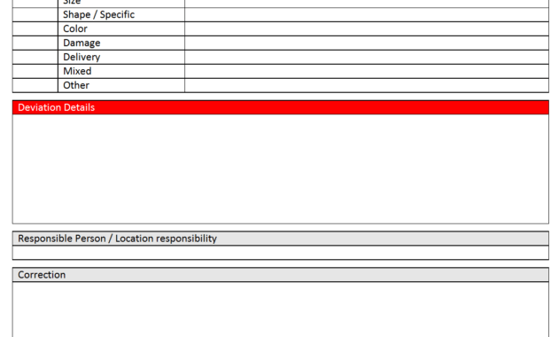 Product Deviation Report - within Deviation Report Template