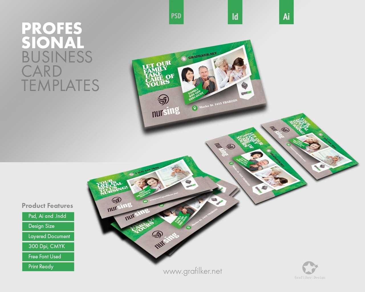 Professional Business Card Templatesgrafilker On Envato Pertaining To Advertising Cards Templates