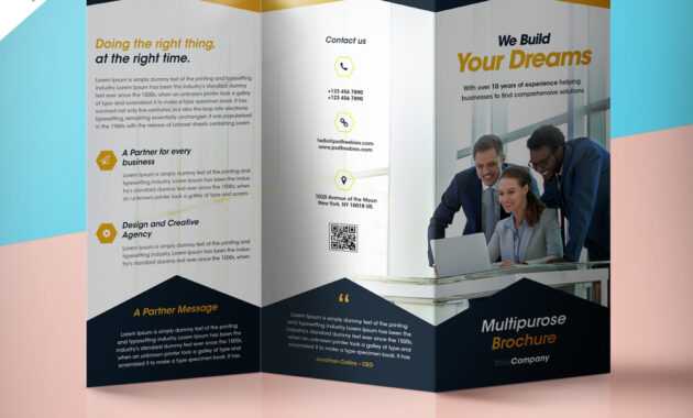 Professional Corporate Tri-Fold Brochure Free Psd Template with 3 Fold Brochure Template Psd