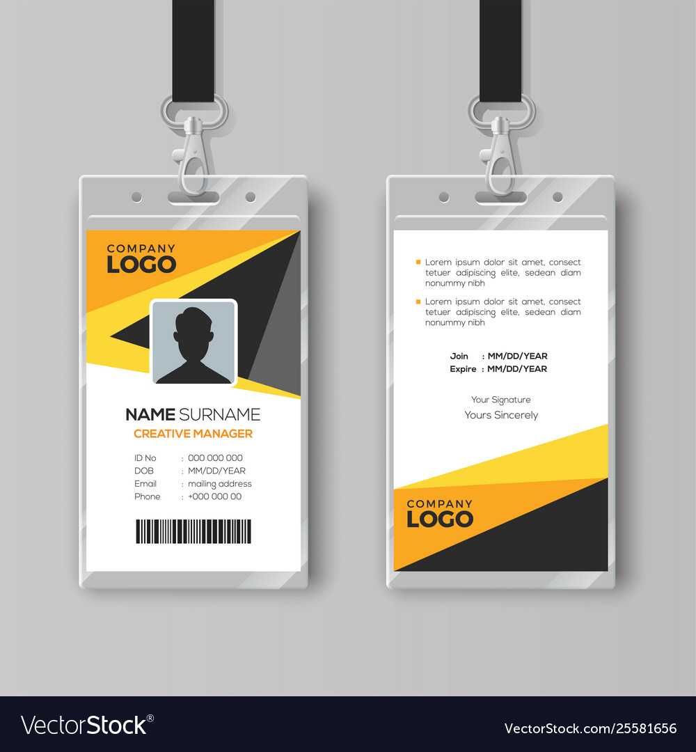 Professional Id Card Template With Yellow Details Pertaining To Id Card Template Ai