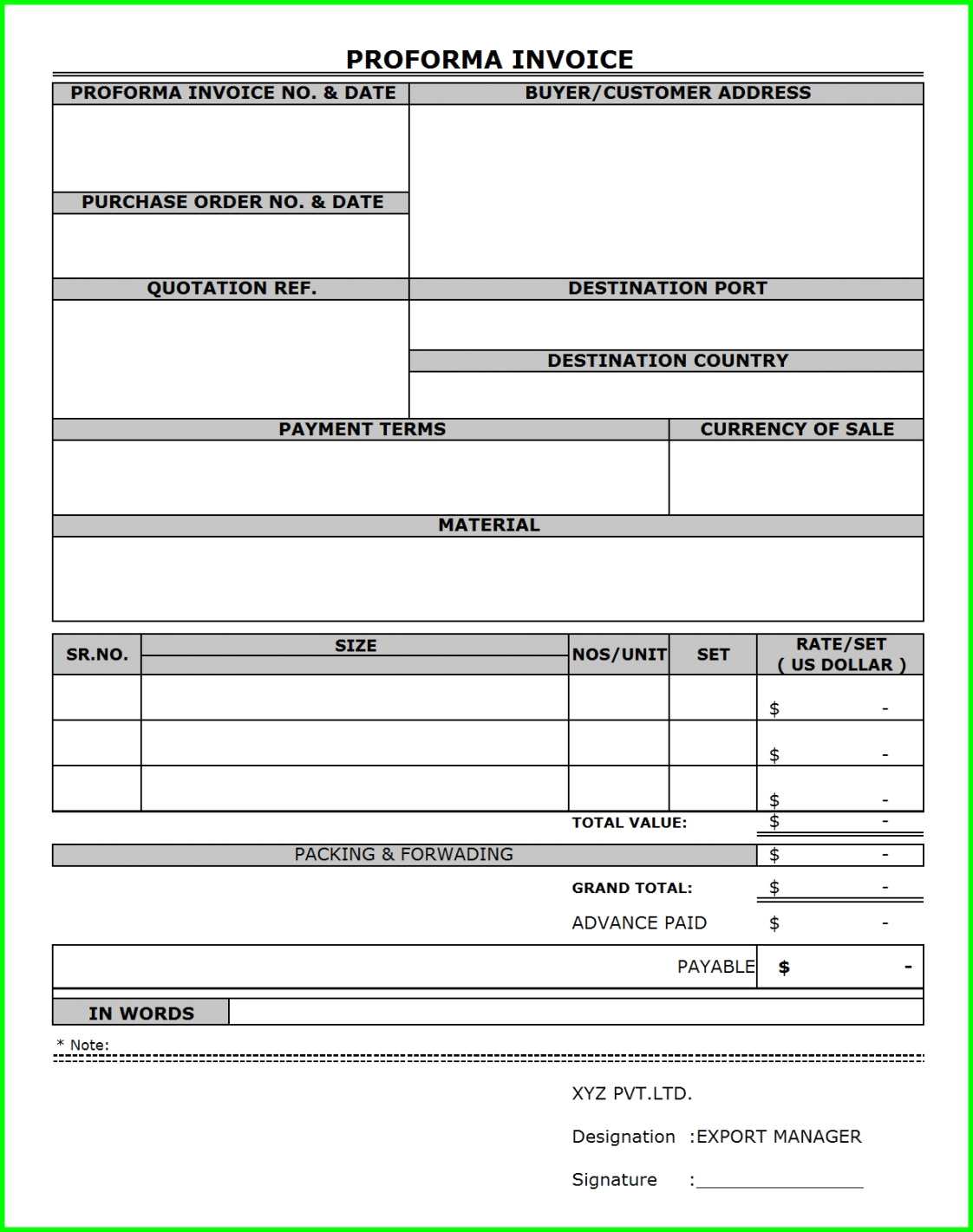 Proforma Invoice Template Pdf Invoice Template Ideas (Pro Regarding Free Proforma Invoice Template Word