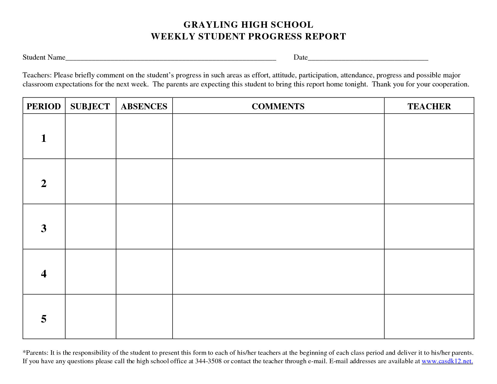 Progress Report Template For High School Students - Google Throughout High School Progress Report Template