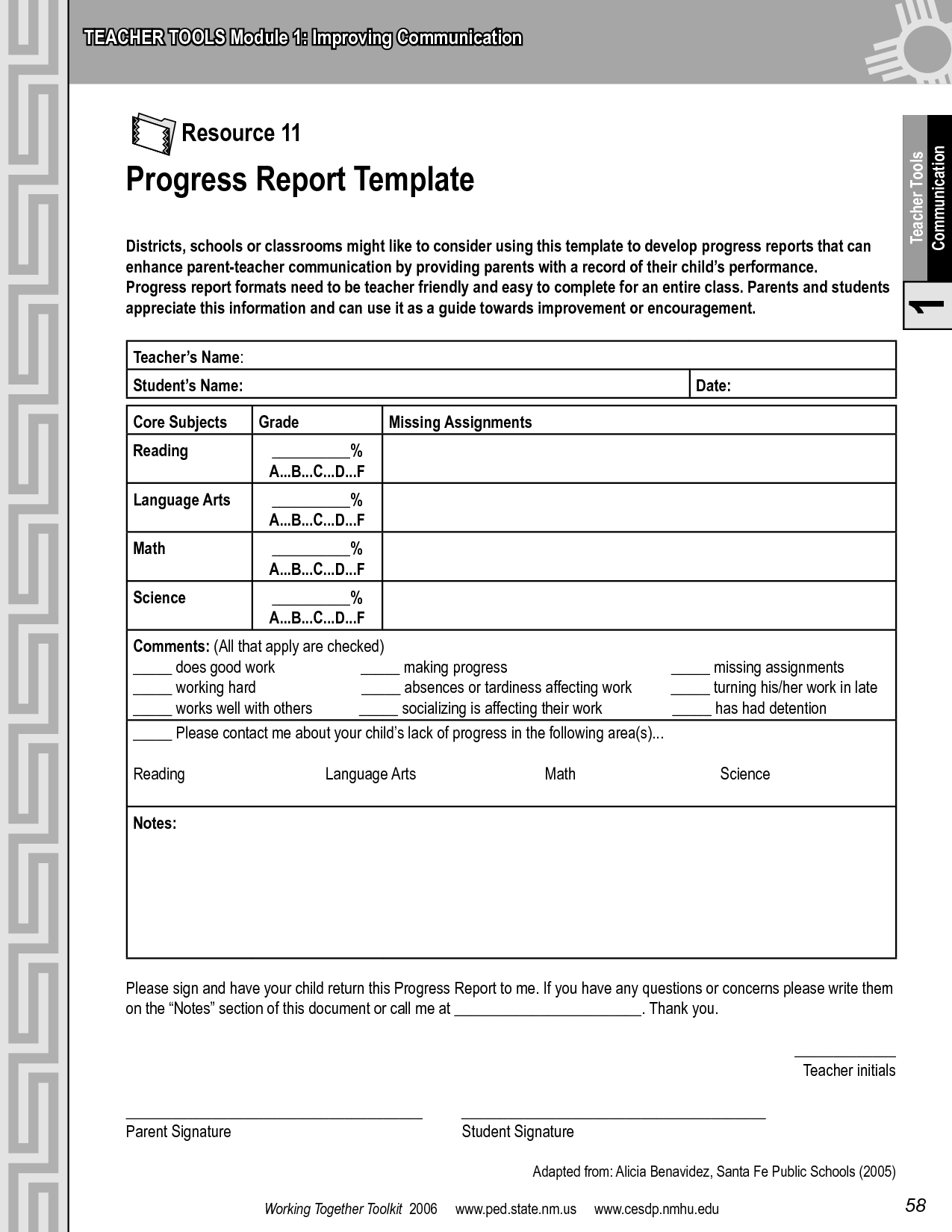 Progress Report Template | Progress Report Template - Pdf Regarding Report Card Template Pdf