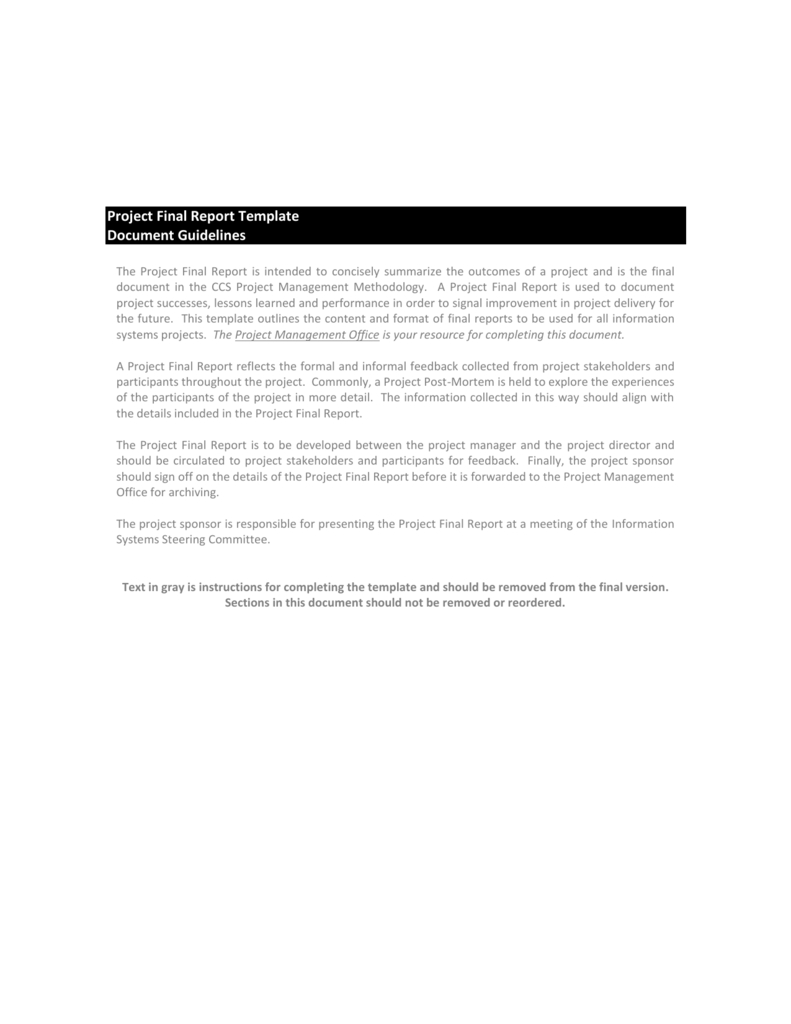 Project Final Report Template For Project Management Final Report Template