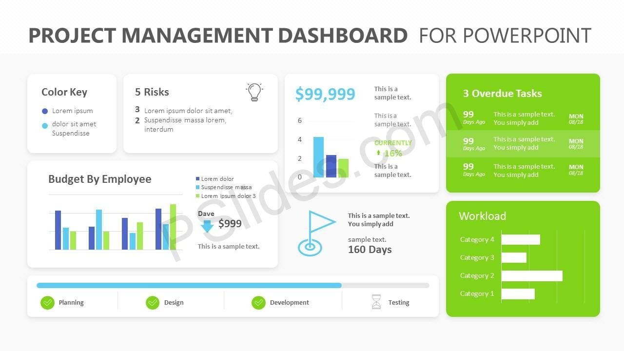 Project Management Dashboard Powerpoint Template – Pslides Throughout Project Dashboard Template Powerpoint Free