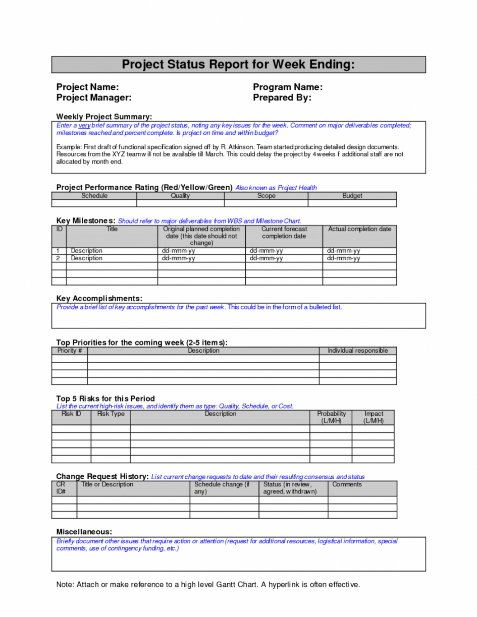 Project Management. Project Management Report Template Regarding Manager Weekly Report Template