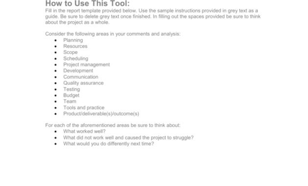 Project Post Mortem Template for Post Project Report Template