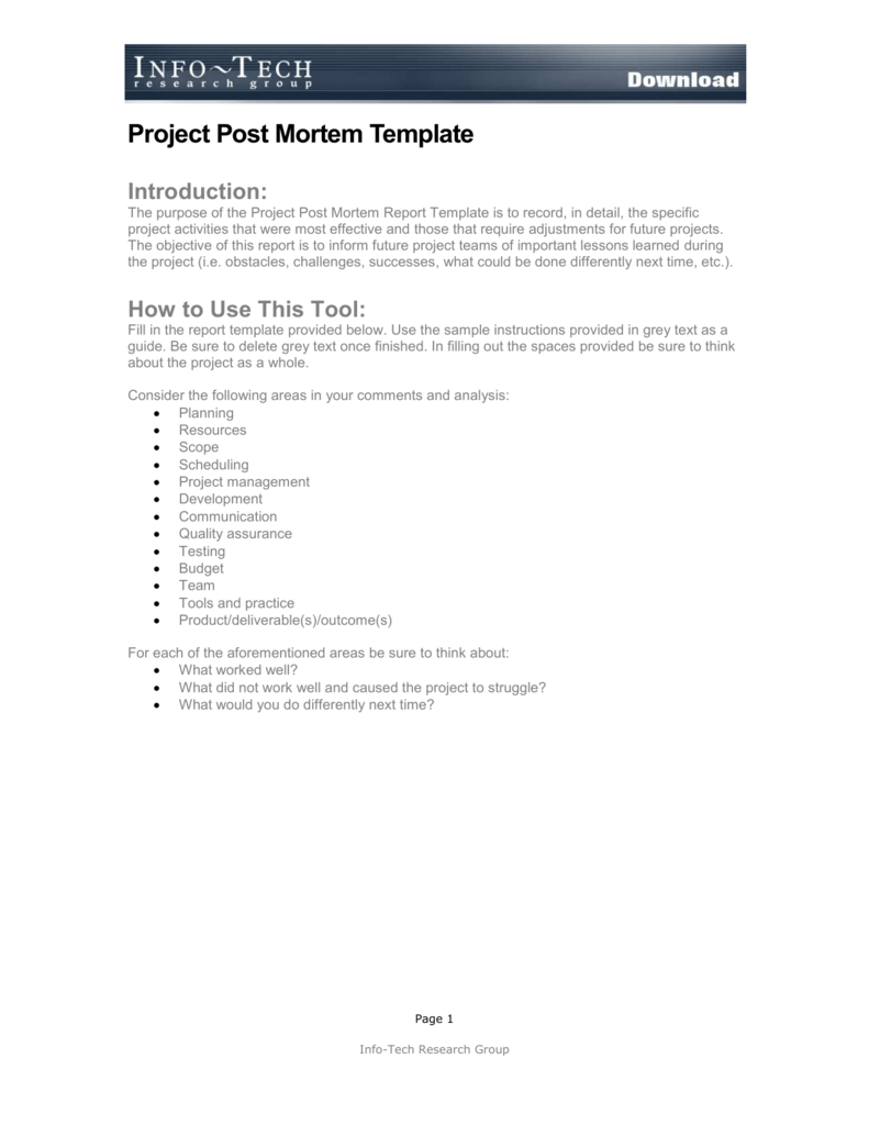 Project Post Mortem Template Throughout Post Mortem Template Powerpoint