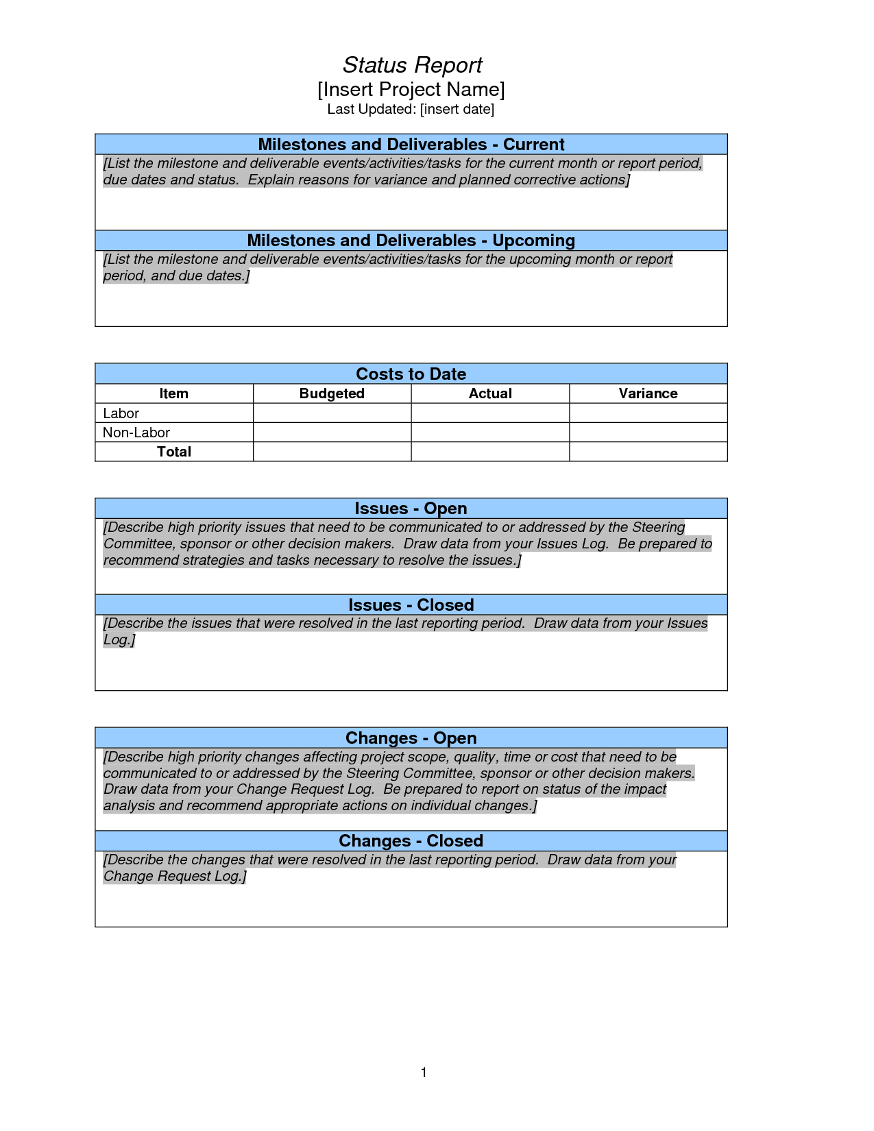 Project Status Report Sample | Pmp | Project Status Report In Strategic Management Report Template