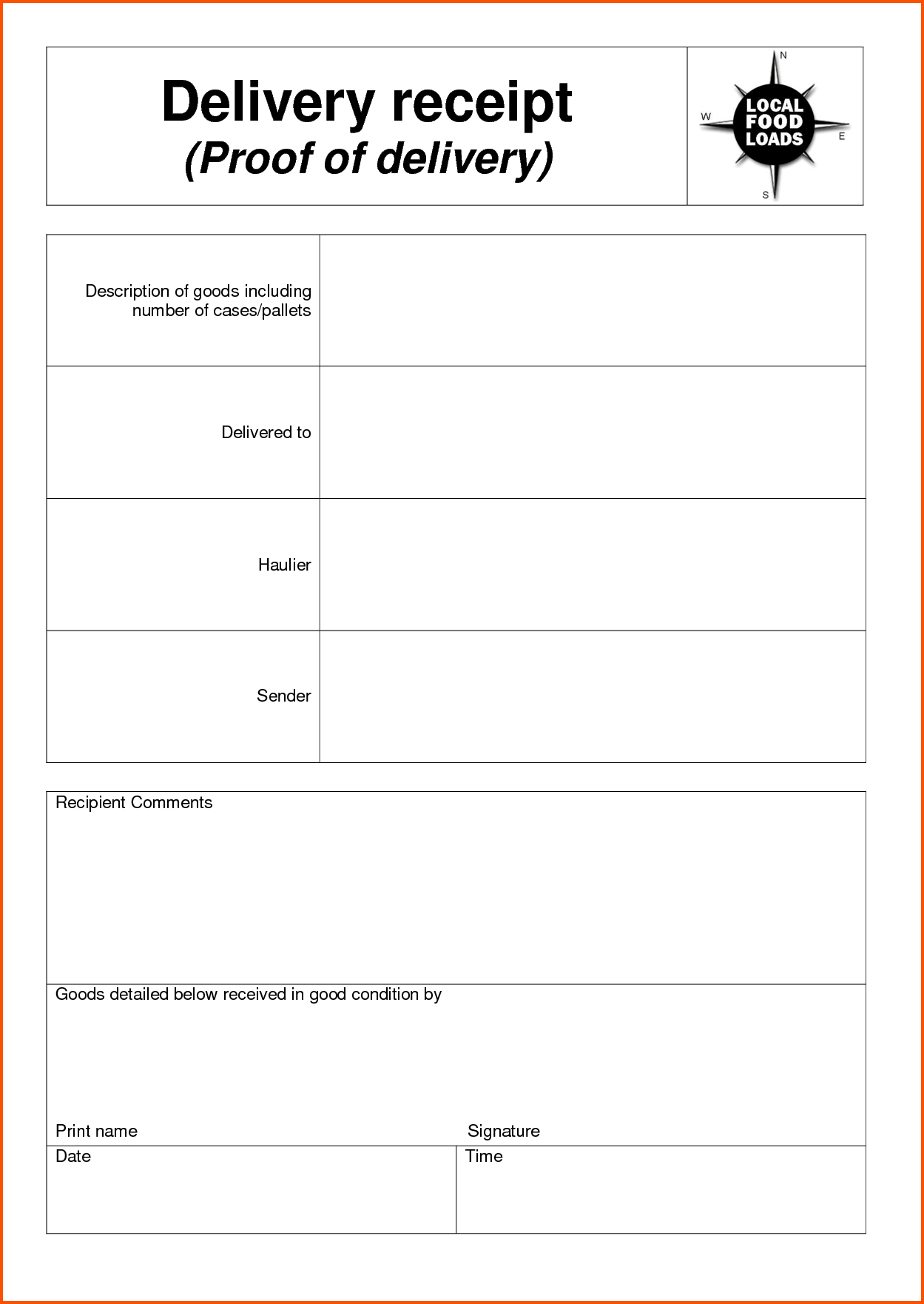 Proof Delivery Form Template Regarding Proof Of Delivery Template Word