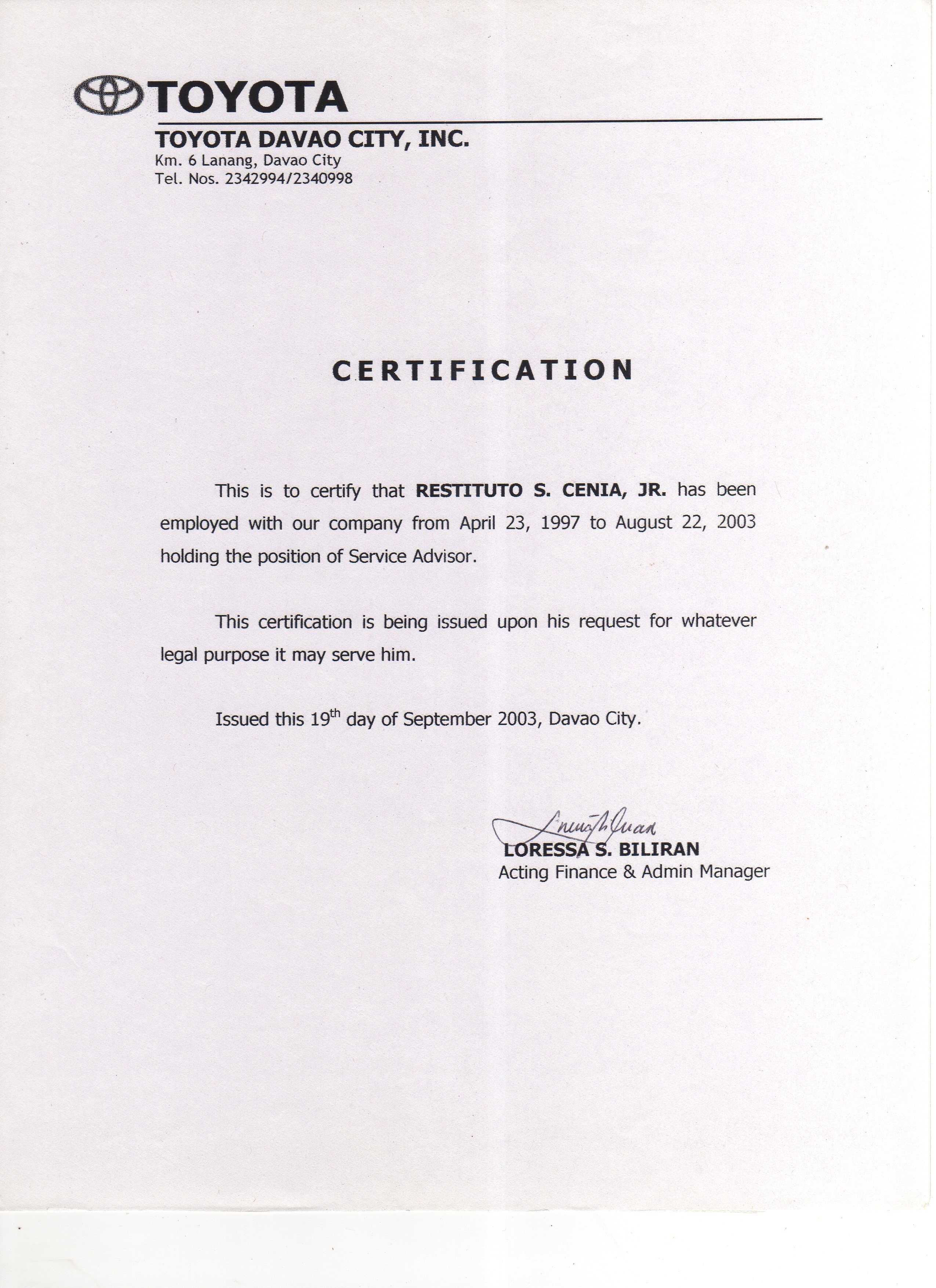 Proof Of Employment And Salary Letter Template Examples Within Sample Certificate Employment Template
