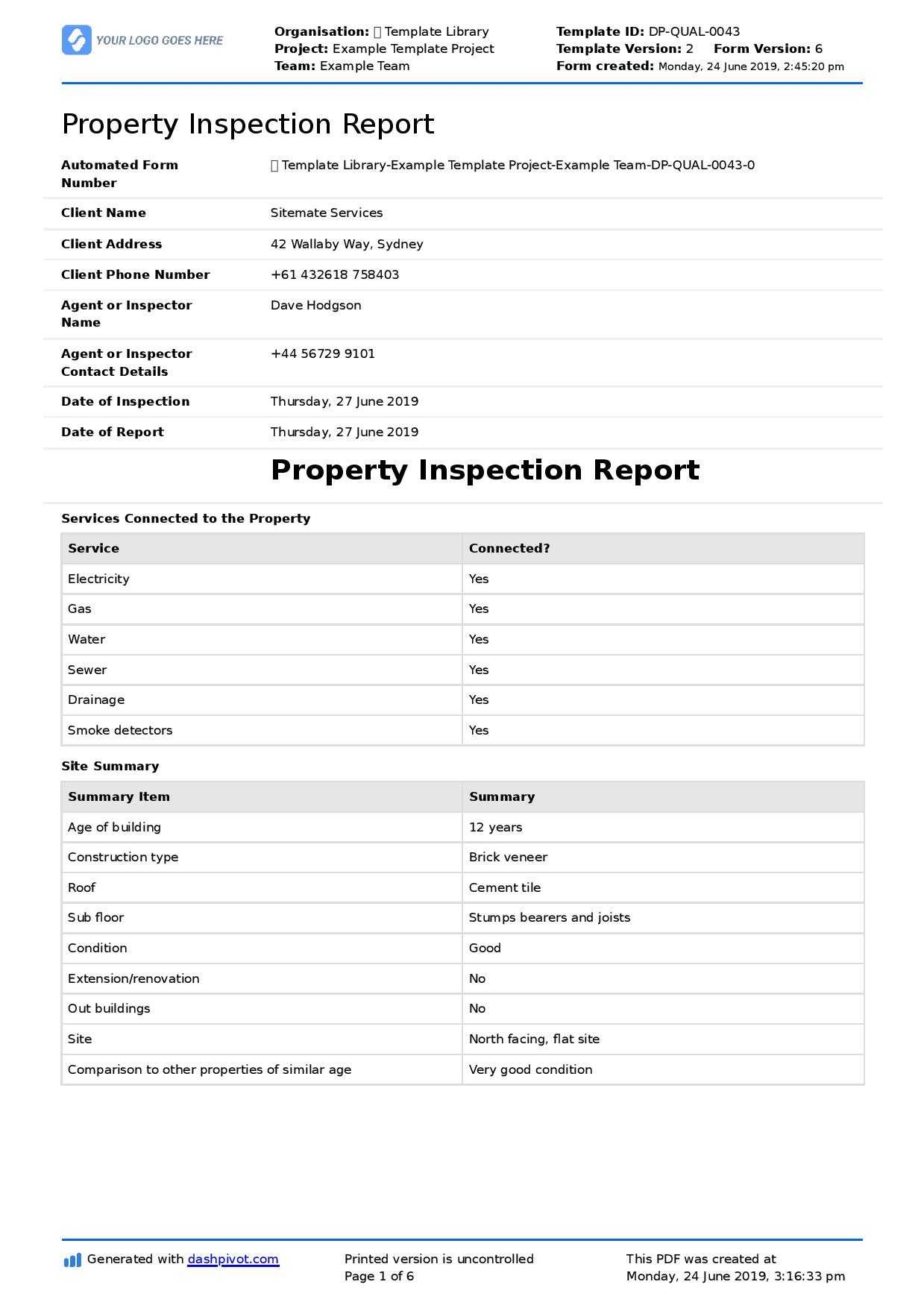Property Inspection Report Template (Free And Customisable) Regarding Property Management Inspection Report Template