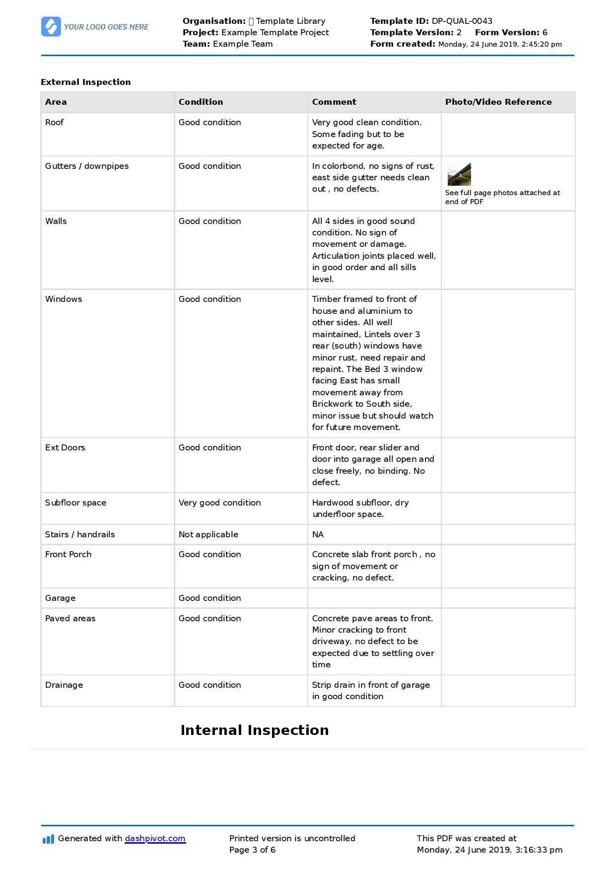 Property Inspection Report Template (Free And Customisable) within Sound Report Template Property Inspection Report Template (Free And Customisable) Within Sound Report Template
