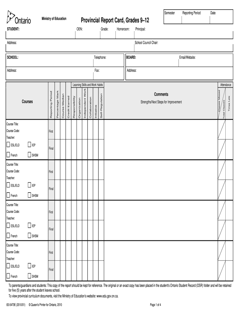 Provincial Report Card – Fill Online, Printable, Fillable For Fake Report Card Template